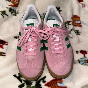 Adidas Pink and Green Women's Gazelle